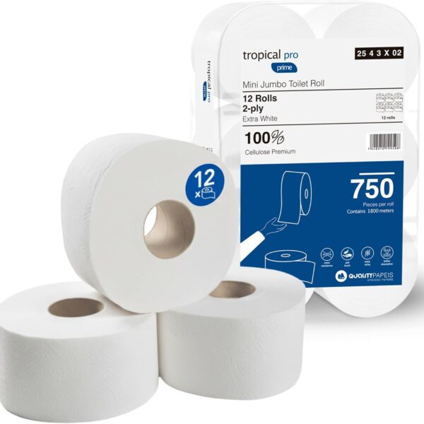 2-ply Mini Jumbo Toilet Roll Pack of 12 Rolls
